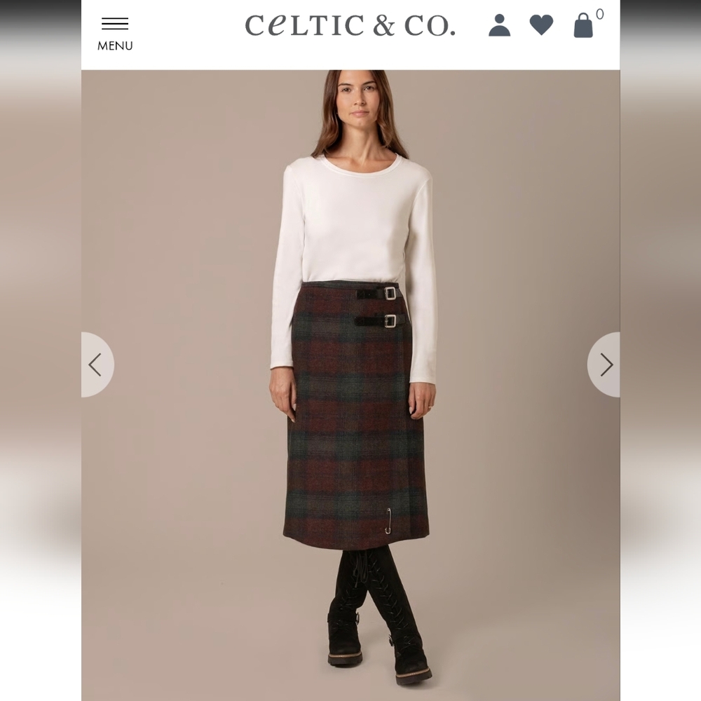 Celtic & Co Pure Wool Midi Skirt Size 12